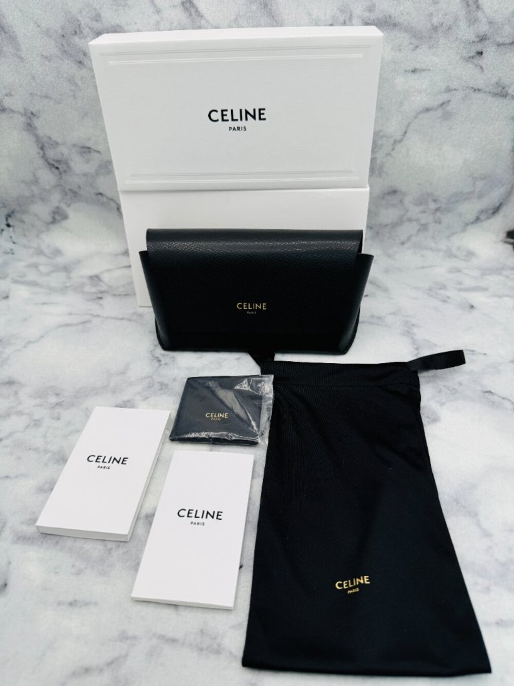 CELINE Sunglasses Case,White Box,Black Wide Case,Drawstring Bag,Boxed,Cloth,Card - Picture 4 of 12